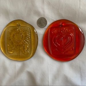 Handblown glass window ornaments - Pair